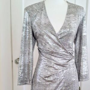 NWT Anne Klein special occasion silver metallic dress size 14